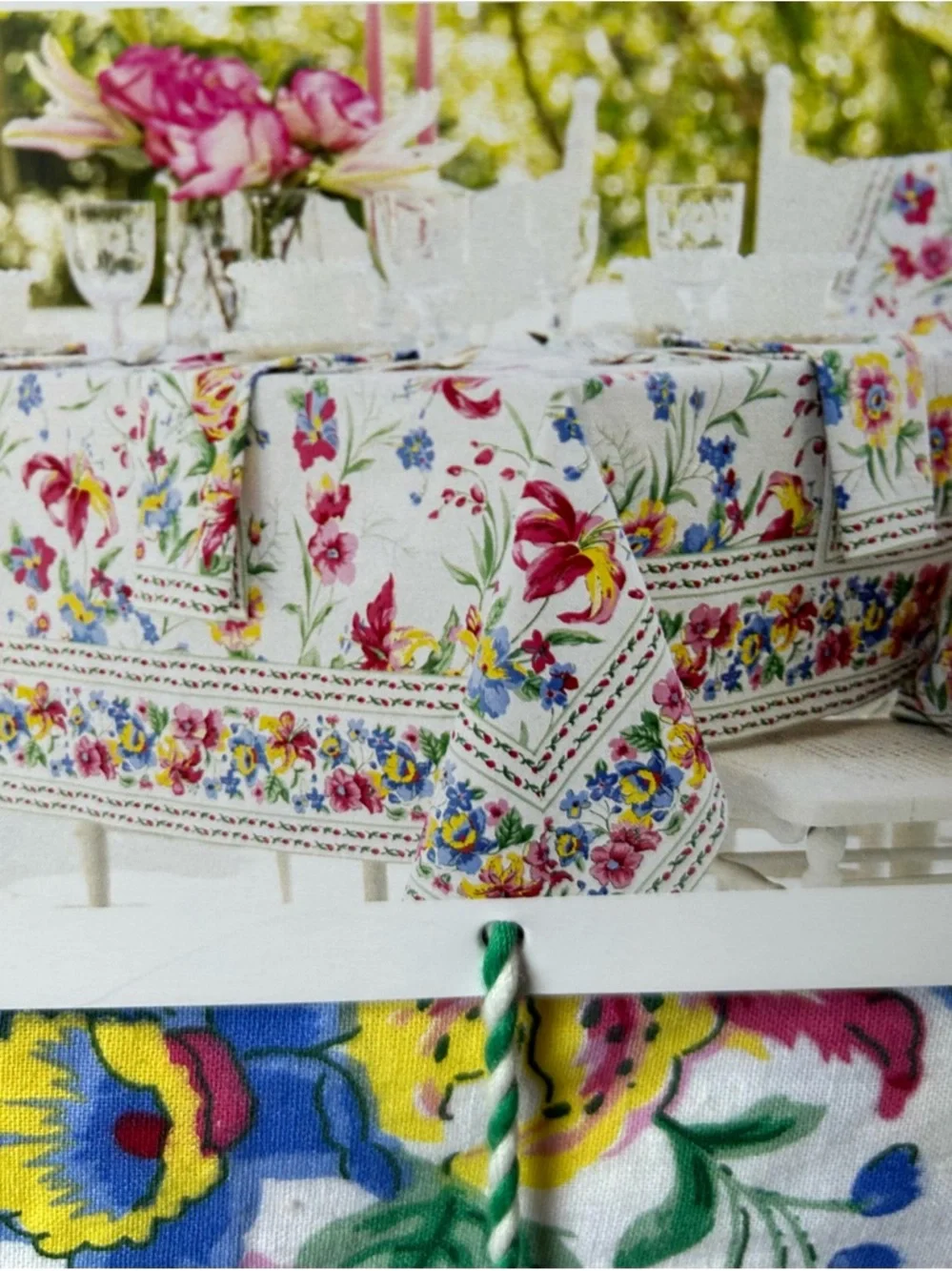 April Cornell Cotton Tablecloth Lilliana 60”x 102” Oblong Floral Spring New